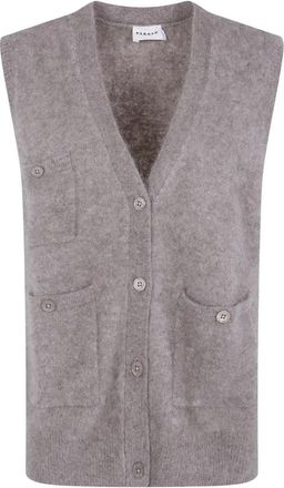 P.A.R.O.S.H. Yiak Vest - Dames - V-hals truien - Beige - M - Wol - Truien & Vesten