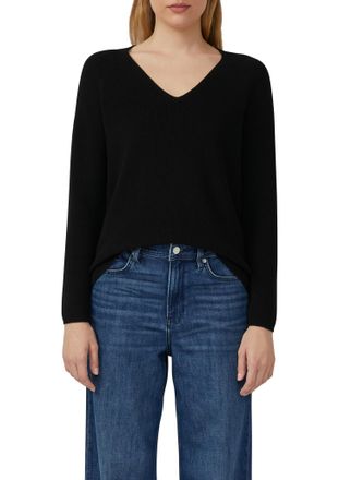 s.Oliver Strickpullover S.OLIVER, Damen, Gr. 40, schwarz, Strick, Obermaterial: 60% Baumwolle, 40% Polyacryl, unifarben, regular fit taillenbedeckt, V-Ausschni