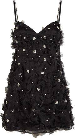 LoveShackFancy Loveshackfancy Ambessa Floral-appliqu&eacute;d Organza Mini Dress - Black - 4 (UK8 / S)