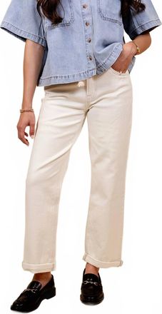 Flying Monkey Womens Ray Cuffed Jeans In Cream