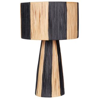 Beliani Beliani - L&aacute;mpara De Mesa De Rafia Hoja De Palma Hecha A Mano Interruptor De Encendido/apagado Estilo Boho Natural Y Negro Welmel