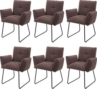 Hhg Nunca Usado] Juego De 6 Silla De Comedor Hhg 664, Silla De Cocina Silla Tapizada Apoyabrazos, Tejido Oeko-tex Boucl&eacute;/metal Textil Mvg, Marr&oacute;n