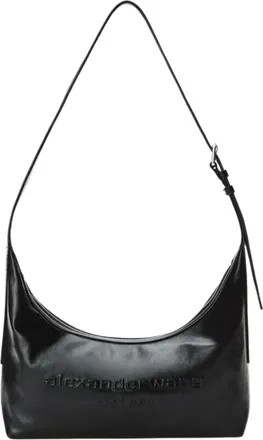 Alexander Wang Black Punch Crossbody Sling Front Logo Leather Shoulder Bag