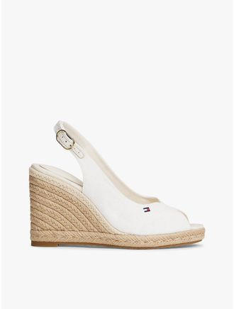 Tommy Hilfiger Womens Slingback Wedge Espadrille Sandal - White - US 6.5 / EU 37