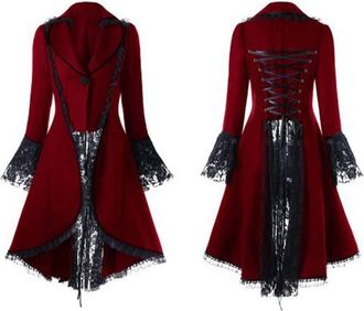 Generic Vintage Tuxedo Lace Coats Womens Elegant Steampunk Gothic Tailcoat Jacket Baroque Punk Jacket Military Coat Retro Victorian Jacket Carnival Role Play 