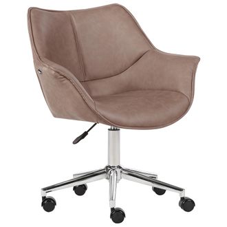 Beliani Beliani - Silla De Oficina De Piel Sint&eacute;tica Giratorio Altura Ajustable Marr&oacute;n Claro Newdale