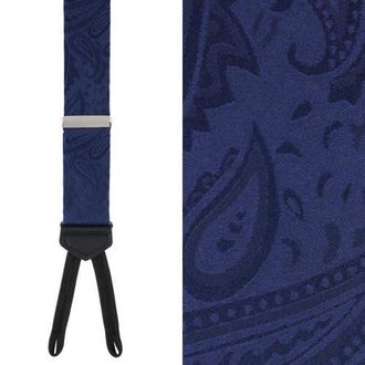 Trafalgar Store Banbury Tone on Tone Paisley Silk Formal Suspenders in Navy Blue at Nordstrom
