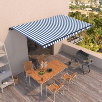 vidaXL Vidaxl - Toldo Retr&aacute;ctil Manual Azul Y Blanco 500x350 Cm