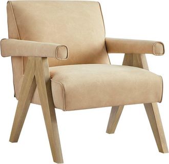 Comfort Pointe Navassa Modern Faux Leather Arm Chair - Sand