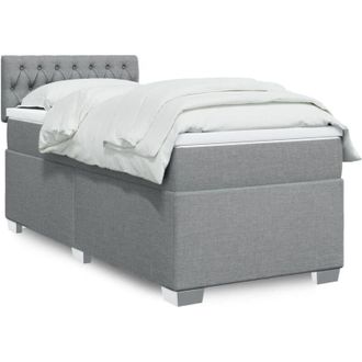 vidaXL Cama Box Spring Con Colch&oacute;n Tela Gris Claro 90x200 Cm Vidaxl