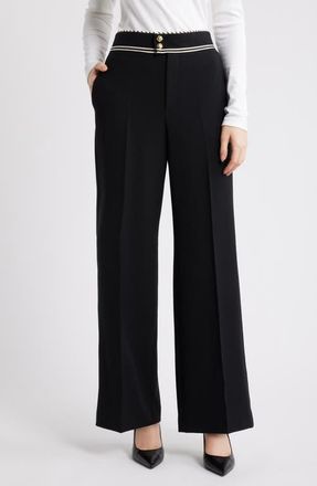 Frame Denim Prim Contrast Piping Pants in Black at Nordstrom, Size 10