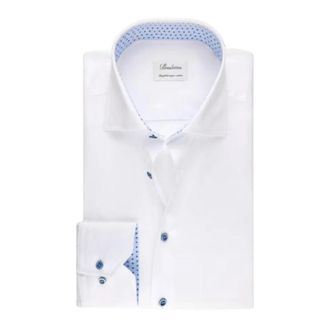 Stenstr&ouml;ms Slimline C75 RM Cuff Contrast Shirt - Heren - Casual Overhemden - Wit - 4XL - Katoen - Overhemden