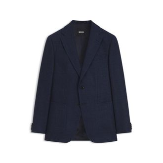 BOSS Slim-fit blazer in a patterned virgin wool blend