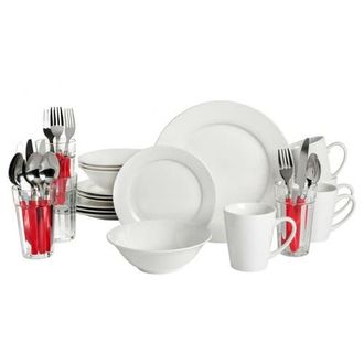 Gibson Regal White II 32 Piece Fine Ceramic Dinnerware Combo Set at Nordstrom