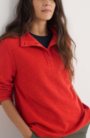Seasalt Cornwall Last Boat Organic Cotton Henley Sweatshirt in Dark Cinnamon at Nordstrom, Size 12 Us