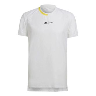 adidas Mens adidas Colorblock Logo Printing Short Sleeve White T-Shirt HC8541