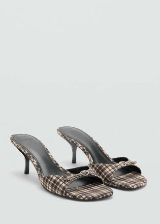 Mango Sandali tacco kitten quadri vaniglia - Donna - 36 - MANGO