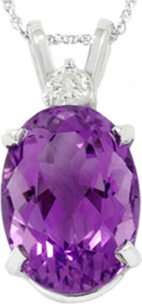 Pompeii3 14x10mm Oval Amethyst Diamond 10k White Gold Pendant Womens Necklace 18