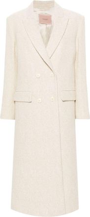 Twin-Set double-breasted herringbone coat - women - Acrylic/other fibers/Polyester/Polyamide/Metallized Polyester/Acetate/Polyester/Wool - 48