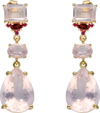 Tiramisu Gold Vermeil Over Silver Rose Quartz Post Earring