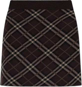 Burberry Ginny Skirt - Dames - Korte rokken - Bruin - S - Wol - Rokken