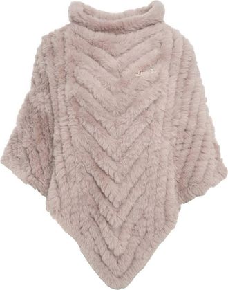 Liu Jo Faux Fur Poncho With Chevron Pattern