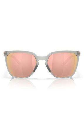 Oakley Prizm Berry 57mm Rectangular Sunglasses in Matte Grey /Rose Gold at Nordstrom