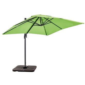 Oviala Parasol desplazado de 2x3 m y 4 losas para llenar de aluminio verde