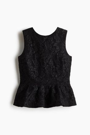 H&M Bow-detail Peplum Top in Black at Nordstrom, Size Xx-Large