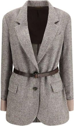 Brunello Cucinelli Jassen, Dames, Bruin, M, Wol, Fleece Wollen Jas