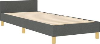 vidaXL Estructura De Cama Con Cabecera Gris Oscuro 90 X 200 Cm Tela Vidaxl