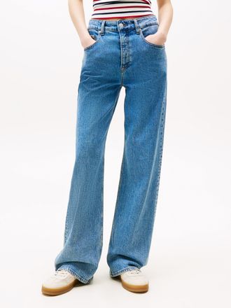 Tommy Jeans Relax-fit-Jeans TOMMY JEANS MIA MR RLXD STR, Damen, Gr. 30, L&auml;nge 30, blau (denim mid light blau), Denim/Jeans, Obermaterial: 99% Baumwolle, 1% Elasth