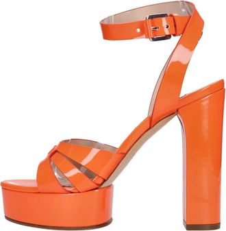 Casadei Tulipano Sandalen - Dames - Sandalen met hakken - Oranje - 37 EU - Leer - Schoenen