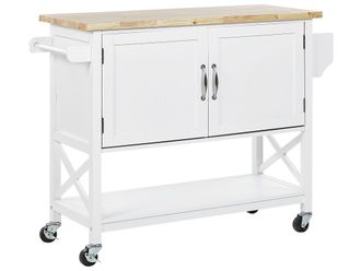 Beliani Beliani - Carrello Da Cucina Portavivande Bianco E Legno Chiaro Con Cassetti Mele