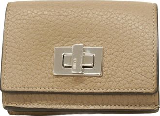 Fendi Grayish Leather Wallet (Tri-Fold) (Pre-Owned)