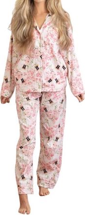 8 Oak Lane Flannel Long Pajama Set In Nutcracker Rose