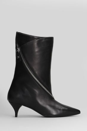 Alchimia High Heels Ankle Boots In Black Leather
