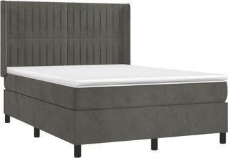 vidaXL Cama Box Spring Con Colch&oacute;n Terciopelo Gris Oscuro 140x200 Cm Vidaxl