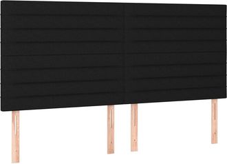 vidaXL Cabecero Con Luces Led Tela Negro 160x5x118/128 Cm Vidaxl