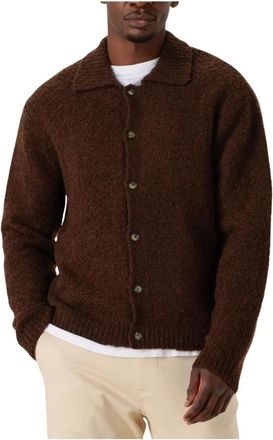 Selected Bruine Gebreide Boucle Polo Trui - Heren - Vesten - Bruin - XL - Truien & Vesten