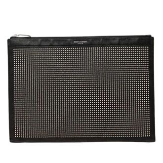 Saint Laurent Pre-owned Studded Clutch - Dames - Pre-owned - Zwart - Maat: ONE Size Leer