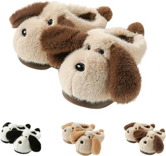 Generic Plush Animal Slippers for Women Size 5 Cute Cartoon Animal Slippers, Soft Lined Cozy Warm Memory Foam, Winter Anti-Slip Slip-on House Shoes Coffee