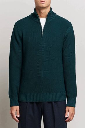 Orlebar Brown Lennard Cashmere Half-Zip Sweater In Bristlecone Pine