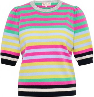 Maison Common Womens Short Sleeve Stripe Pullover Sweater In Multi