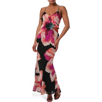Lulus Sawyer Bold Floral Maxi Dress in Magenta Multi at Nordstrom Rack, Size X-Small