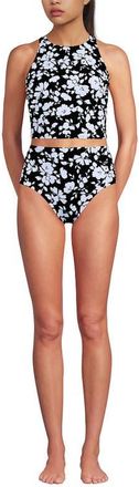 Lands End Tugless Portrait Back Set in Black Blossom Floral at Nordstrom, Size X-Small