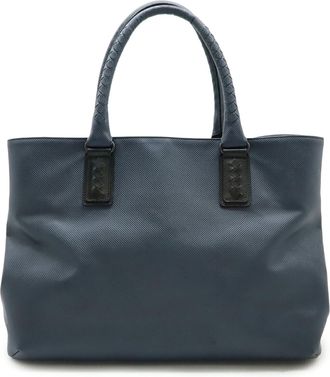 Bottega Veneta Black Navy Pvc Leather Shoulder Bag Tote Bag (Pre-Owned)