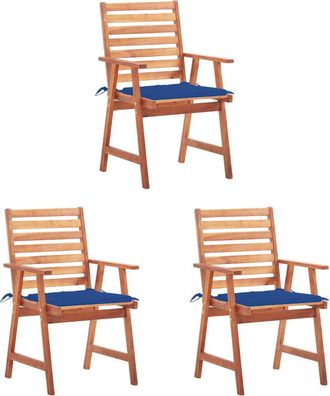 vidaXL Vidaxl - Sillas Comedor De Jard&iacute;n Y Cojines 3 Uds Madera Maciza Acacia