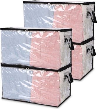 No Brand Bolsas De Almacenamiento De 60 L - Paquete De 4 - Fundas De Almacenamiento Transparentes Con Asas Reforzadas - Bolsas De Almacenamiento De Ropa Repele