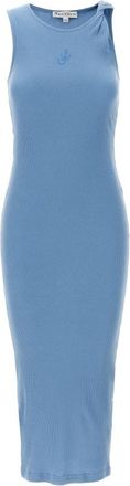 J.W.Anderson Logo Ribgebreide Jurk - Dames - Kleedjes - Blauw - S - Katoen - Kleedjes